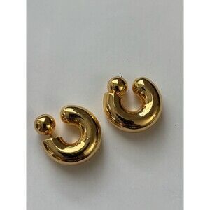 NWOT Jenny Bird High-Shine Sculptural Gold Hoop Drop Earrings